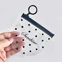 10pcs poly plastic jewelry pouches 10cm round circle zipper transparent black dot bag for necklace earring bracelet gift packing