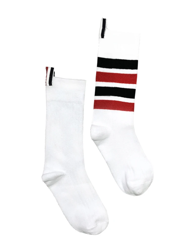3 pairs of TB mid-tube socks pure cotton four-bar mid-length tube socks men's and women's socks boxed tide brand