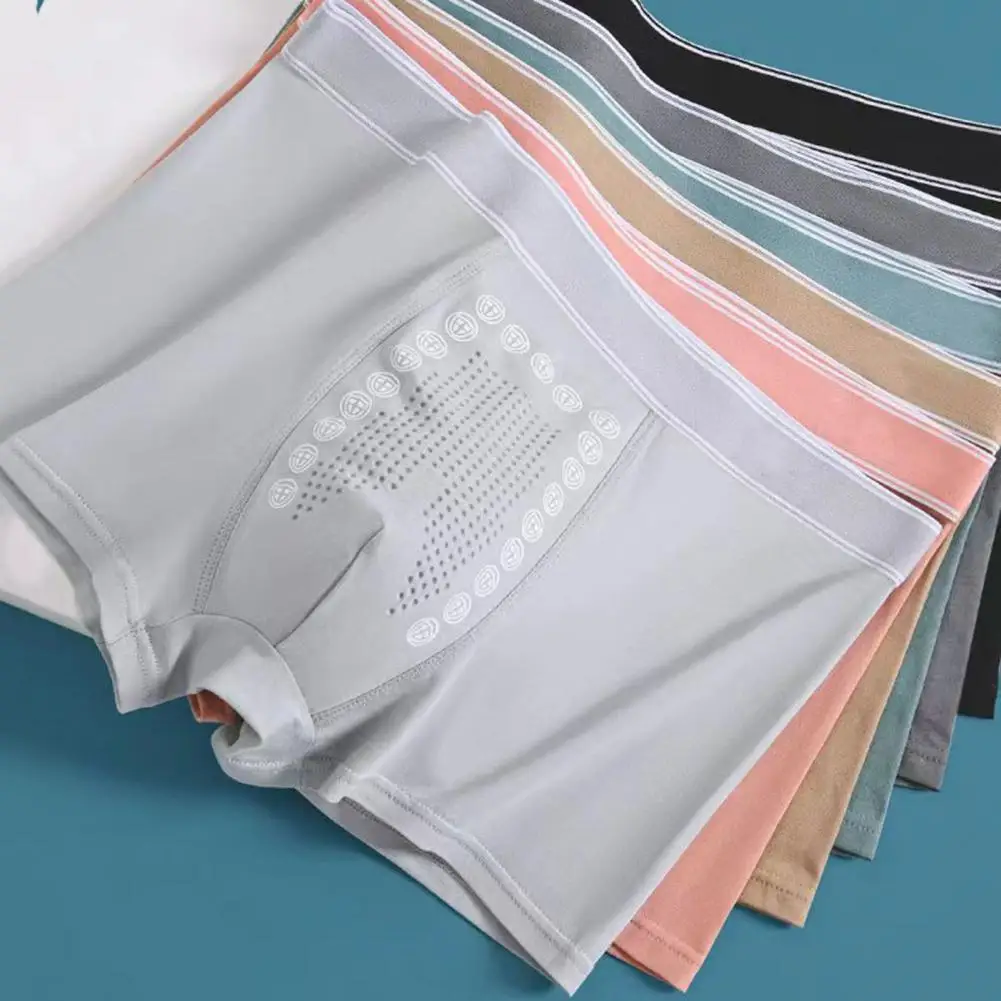 Эластичные мужские боксеры. Мужские бесшовные сетчатые трусы-боксеры с выпуклым