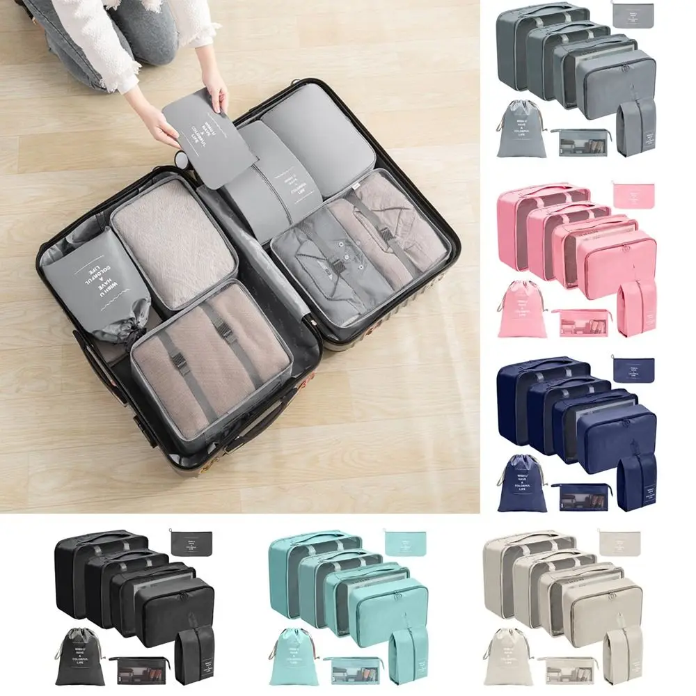 

8 PCS/Set Polyester Travel Storage Bag Set Large Capacity Travel Organizer Bag Suitcase Organizer