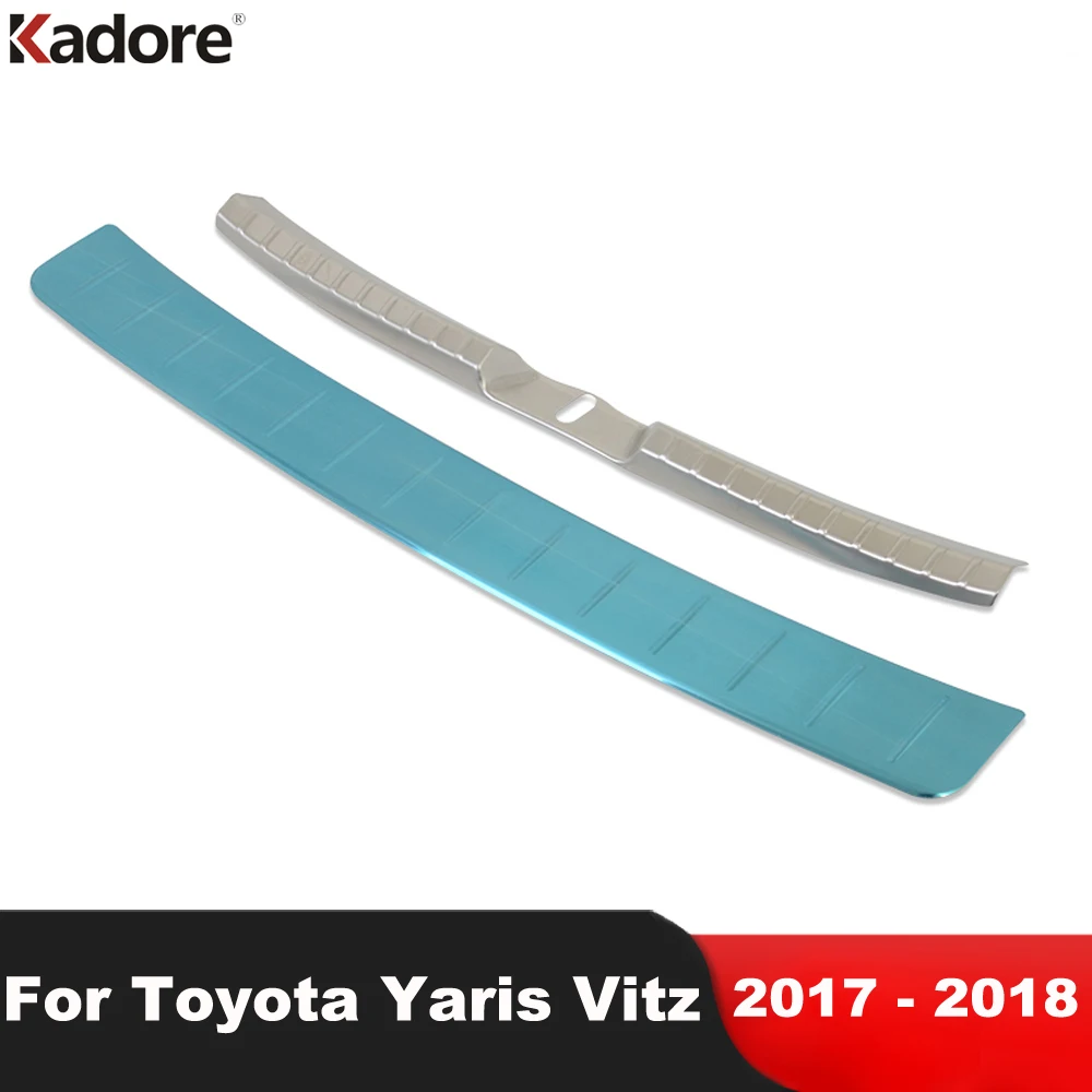 

Rear Trunk Bumper Cover Trim For Toyota Yaris Vitz 2017 2018 Steel Car Tailgate Door Sill Plate Protector Guard Accessories