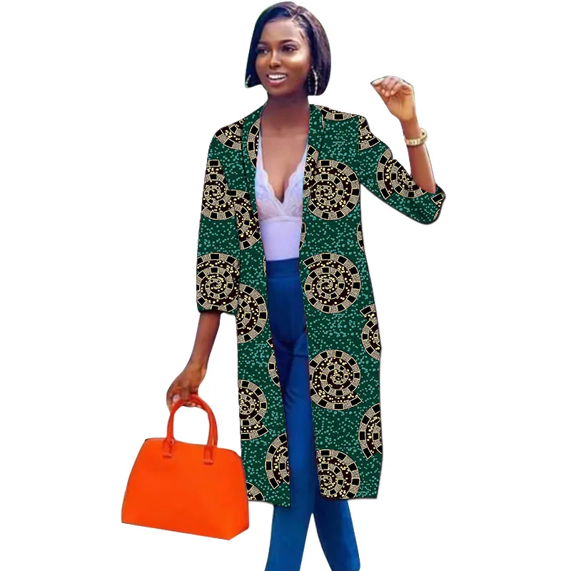 Cardigan Design Women's Long Blazers Three Quarter Sleeve Coats Trendy African Print Suit Jackets Ladies Ankara Outfit