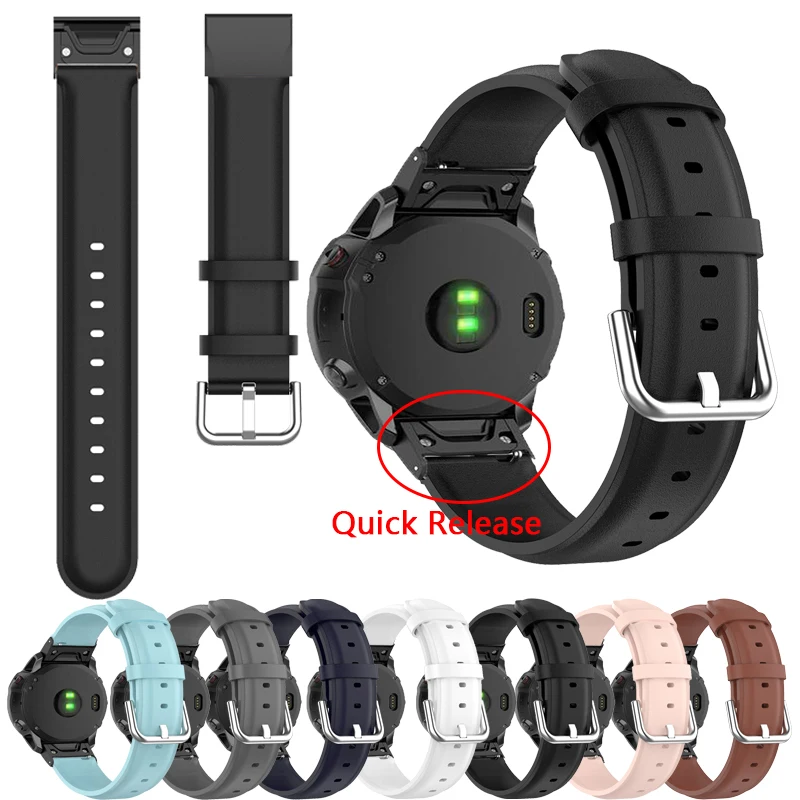 

26mm Replacement Leather Quick Release Strap For Garmin Fenix 6X Pro 7X 5X Official Easyfit Wrist Watch Band Pемешок для часов