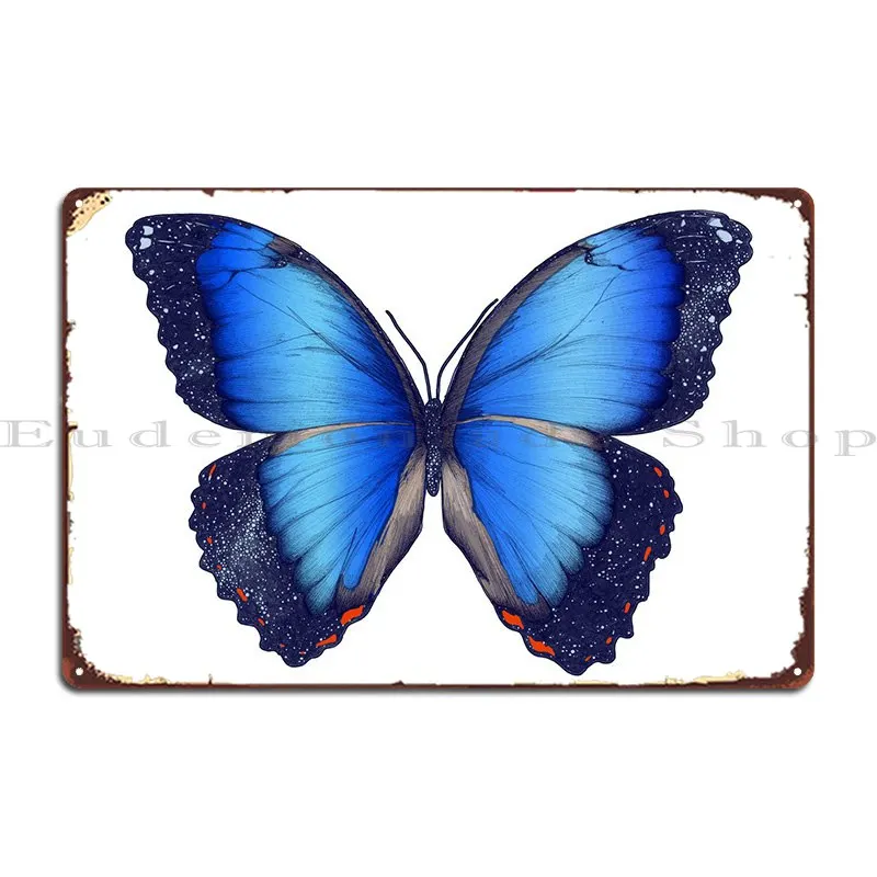 

Металлический плакат космическая голубая бабочка, Настенный декор, клубный оловянный плакат