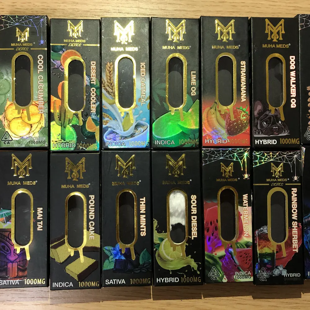 

Customed 0.8ml MuhaMeds Cartridges vape packaging 50pcs Muha Meds high flyers premium vape carts Push High Flyers Packages