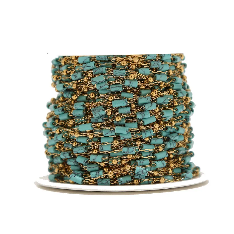 Бирюзовая синяя цепочка из нержавеющей стали ювелирные украшения сделай сам