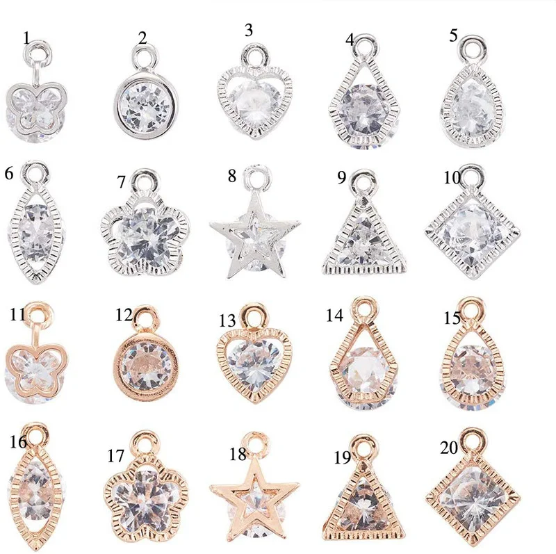 

Подвески Стразы из сплава с фианитом 10 шт., подвески для ожерелья, браслета, сережек, изготовления ювелирных изделий из легкого золота, платины, поделок своими руками