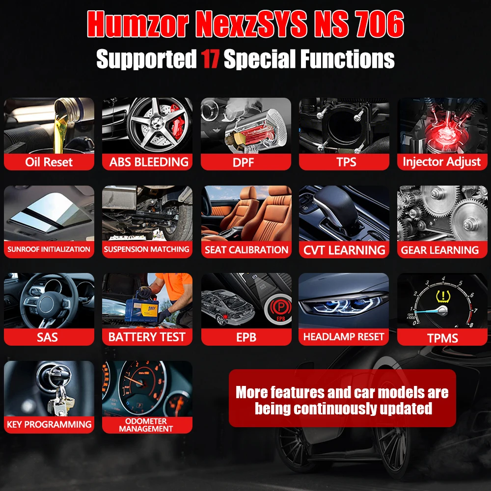 Автомобильный диагностический сканер humзор NexzSYS NS 706 Full System OBD 2 OBD2 17 услуг сброса