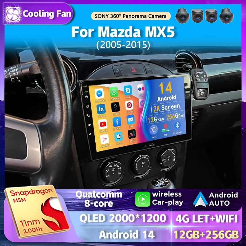 Android 14 Wi-Fi + 4G Carplay АВТО Автомобильное радио для Mazda MX-5 MX5 MX 5 NC 2005-2015 Навигация