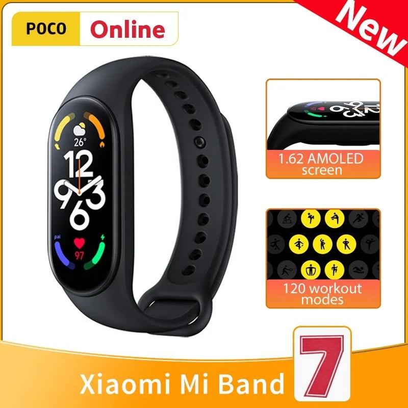 

Xiaomi Mi Band 7 Smart Bracelet 6 Color 1.62” AMOLED Screen Miband Blood Oxygen Bluetooth 5.2 Professional Workout Analysis