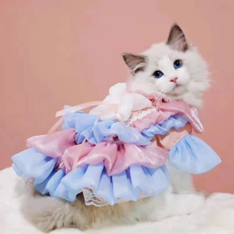 

Платье для собак и кошек-высококачественное шифоновое платье в стиле принцессы, одежда для собак и кошек, пушистая юбка для домашних животных, товары для груминга собак и кошек