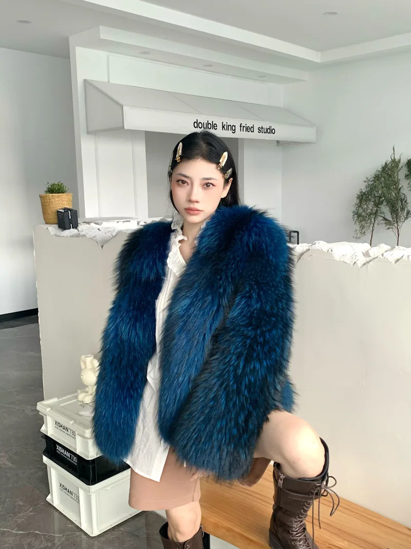 Winter Women 100% Real Raccoon Fur Coat Real Natural Fur Jacket Whole Skin Full Pelt Luxury Streetwear Thick Warm Outerwear New