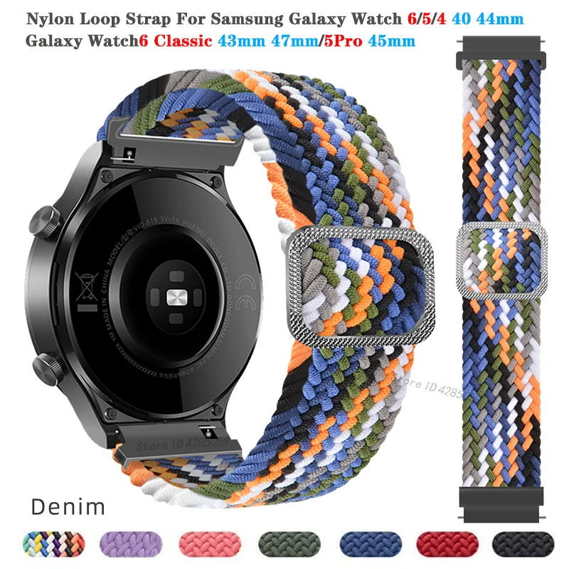 

Nylon Loop Strap For Samsung Galaxy Watch 6 classic 43mm 47mm Braided Bracelet Watch 6 5 4 44mm 40mm / 5 Pro 45mm correa strap