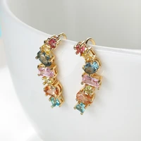 new exquisite colorful geometry cubic zircon dangle earrings for women fashion personality earring wedding party jewelry gifts