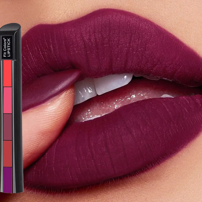 

Combination Matte 5-color Lipstick Waterproof 5-section Matte Velvet Long Lasting Non-stick Lip Gloss Lipstick Makeup Cosmetics