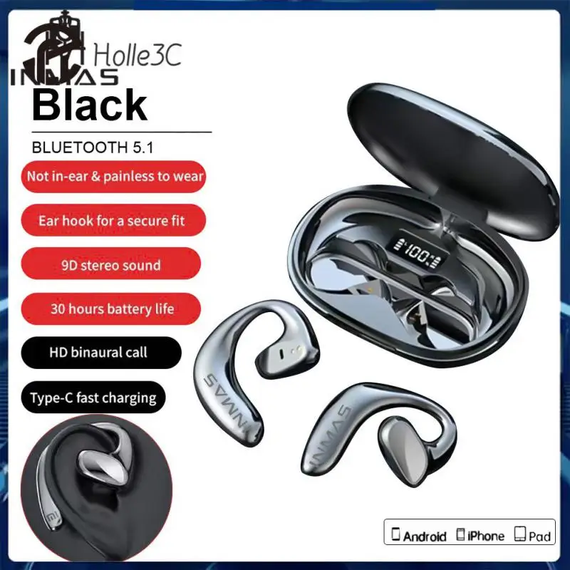 

With Mic Tws Earbuds Stereo Earphones Noise Cancelling Surround Sound Air Conduction Headphones Earphones