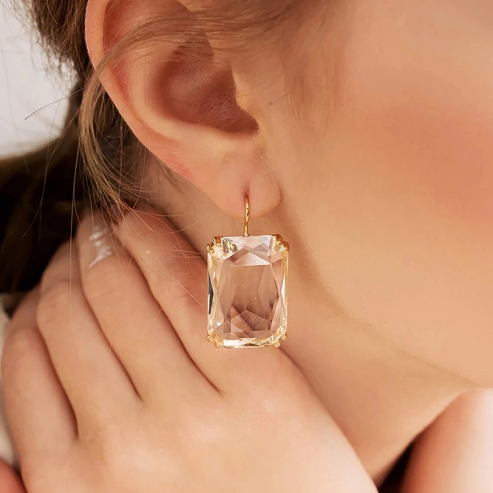 

Transparent Resin Pendant Hanging Earring For Women Bohemia Trendy Geometric Square Acrylic Drop Dangle Earrings Wedding Jewelry