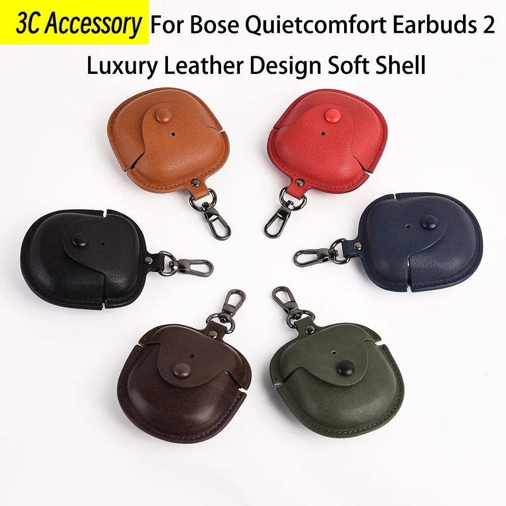 

New Luxury Leather Soft Case Design For Bose Quietcomfort Earbuds 2 Coque Fall Protection Cases For Bose Quietcomfort Earbuds 2