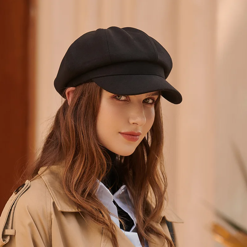 

Autumn Winter Women Peaked Cap Vintage Peaked Cap Hats for Women Outdoor Warm Solid Color Beret Hat Female Fashion Hat