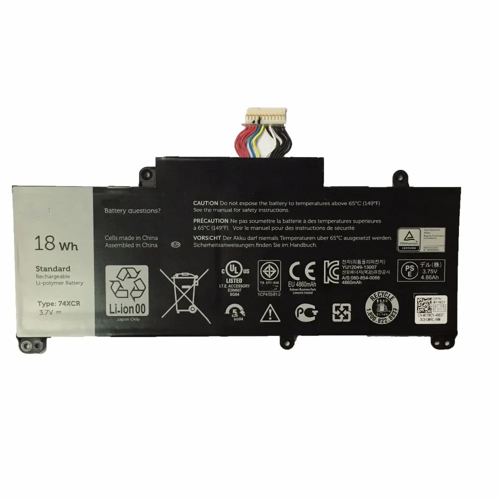 3.7V 18wh New Original 74XCR Laptop Battery 074XCR For Venue 8 Pro (5830) Tablet Notebook