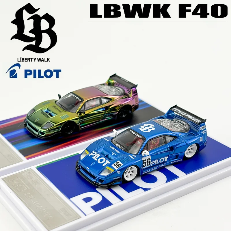 Топ Art 1/64 LBWK F40 Пилот Синий Кинетический Хромированный Сплав Игрушка Моторный
