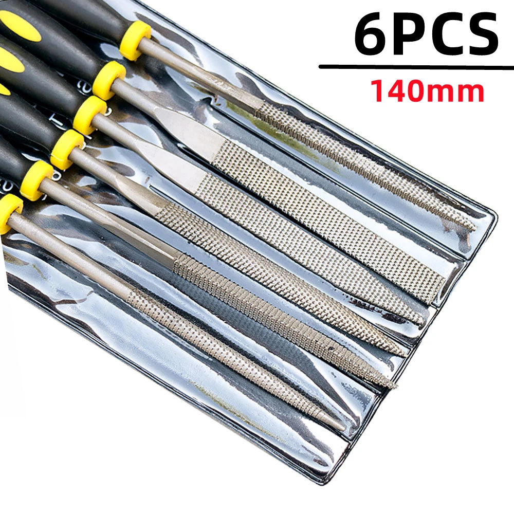 

6PCS 140mm Mini Metal Rasp Needle Files Set Wood Carving Tools for Steel Rasp Needle Filing Woodworking Hand File Tool
