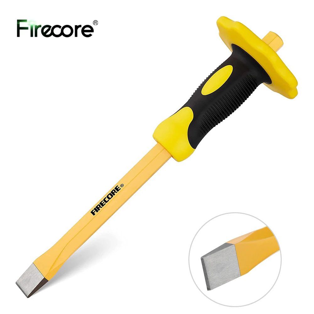 

FIRECORE резец для камня с ручной защитой, 12 дюймов сверхмощный плоский долото с ручной защитой для демонтажа резьбы