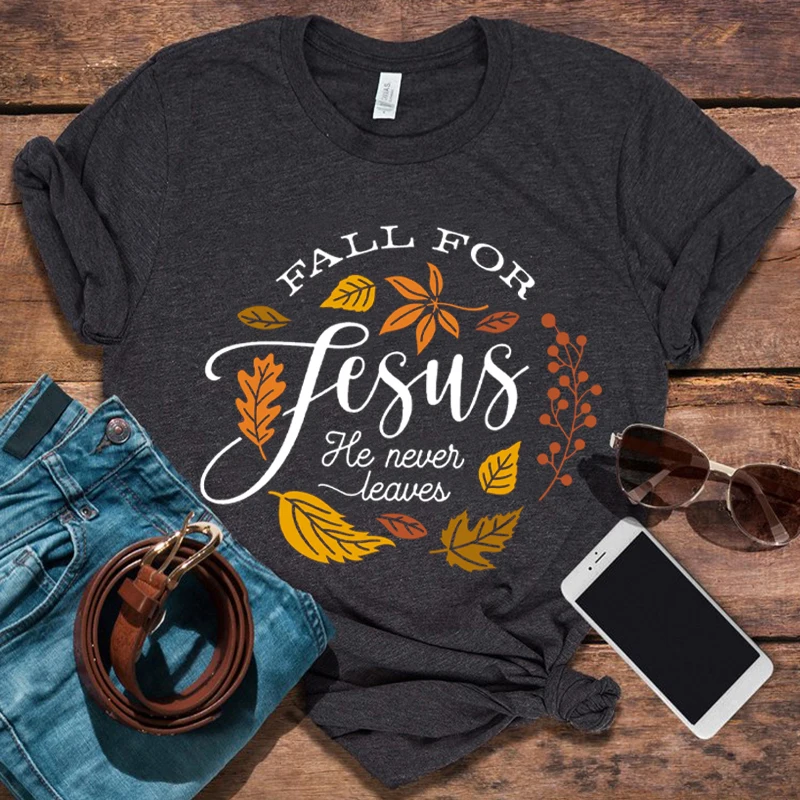 

Женская рубашка с принтом Иисуса на День Благодарения, осень