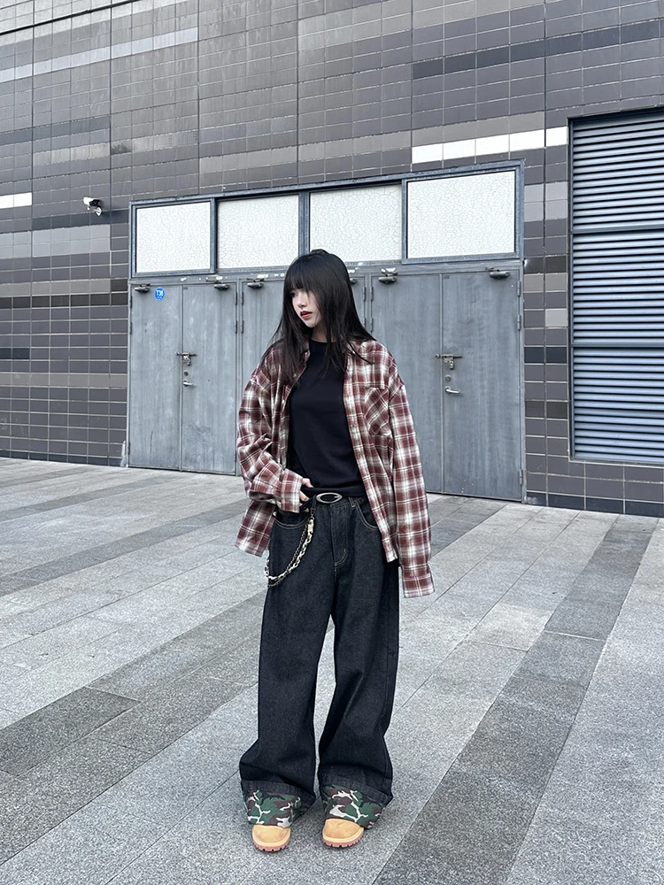 Urkr Heavy Lazy Relaxed Feeling клетчатые рубашки мужские и женские весенне-осенние тонкие