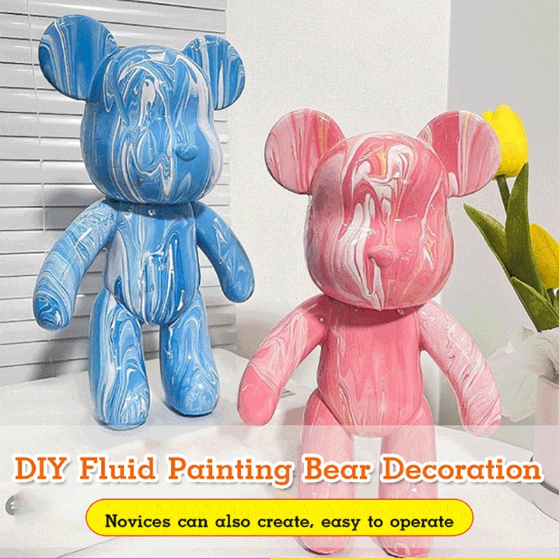 

DIY Fluid Bear Creative Ornaments Handmade Parent-child Toys Fluid Painting Home Bear Doll Fluid Bear Home Decor Toys Gift