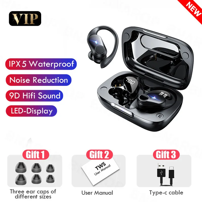 Беспроводные спортивные водонепроницаемые Bluetooth-наушники 5 1 без задержки с