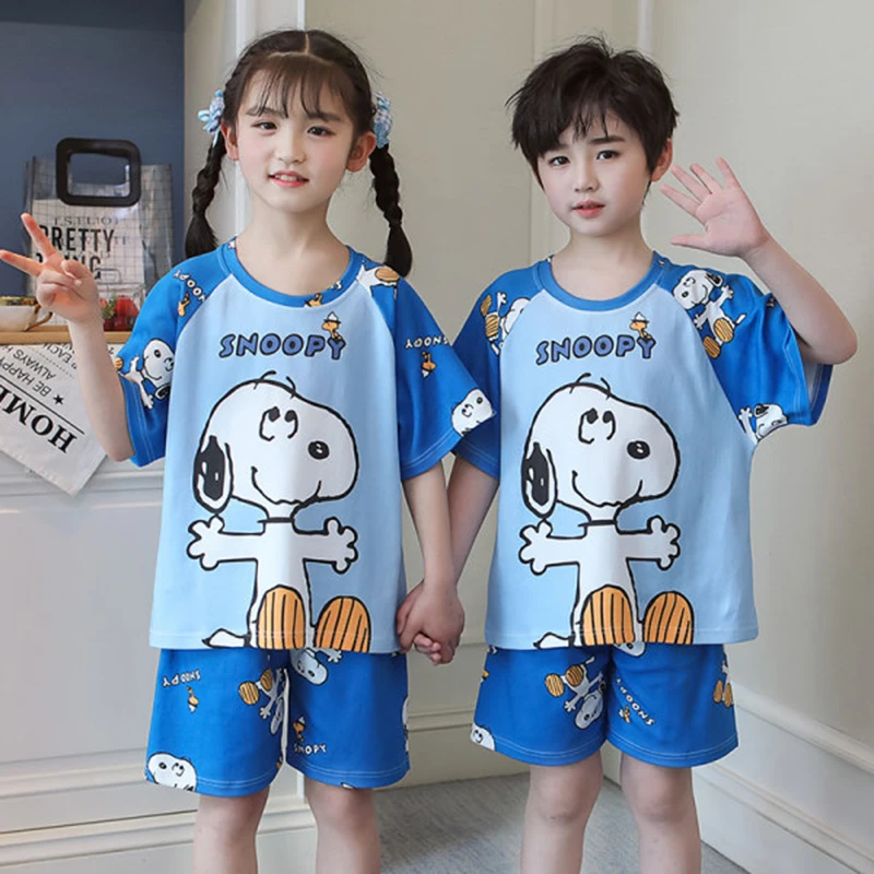 

2022 New Summer Children's 100% Cotton Sleeping Boys Girls Clothes Shorts Suits Pajamas Pajamas Birthday Gifts