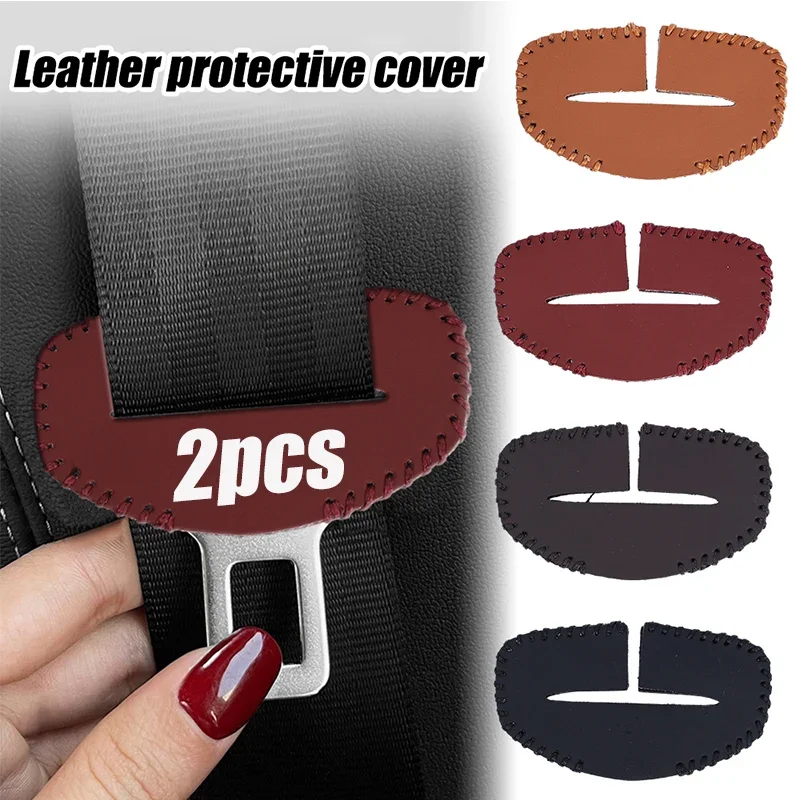 

Car Seat Belt Buckle Protective Cover Anti-collision Case PU Leather Protection and Wear Resistance Car Interior Accessories