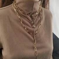 hip hop exaggerated explosion female multi layer custom lock temperament necklace sweater chain jewelry stainless steel gift