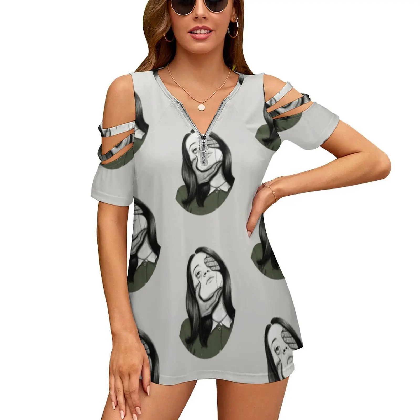 Женская футболка My Little Eye летняя модная с цветочным принтом и v-образным вырезом