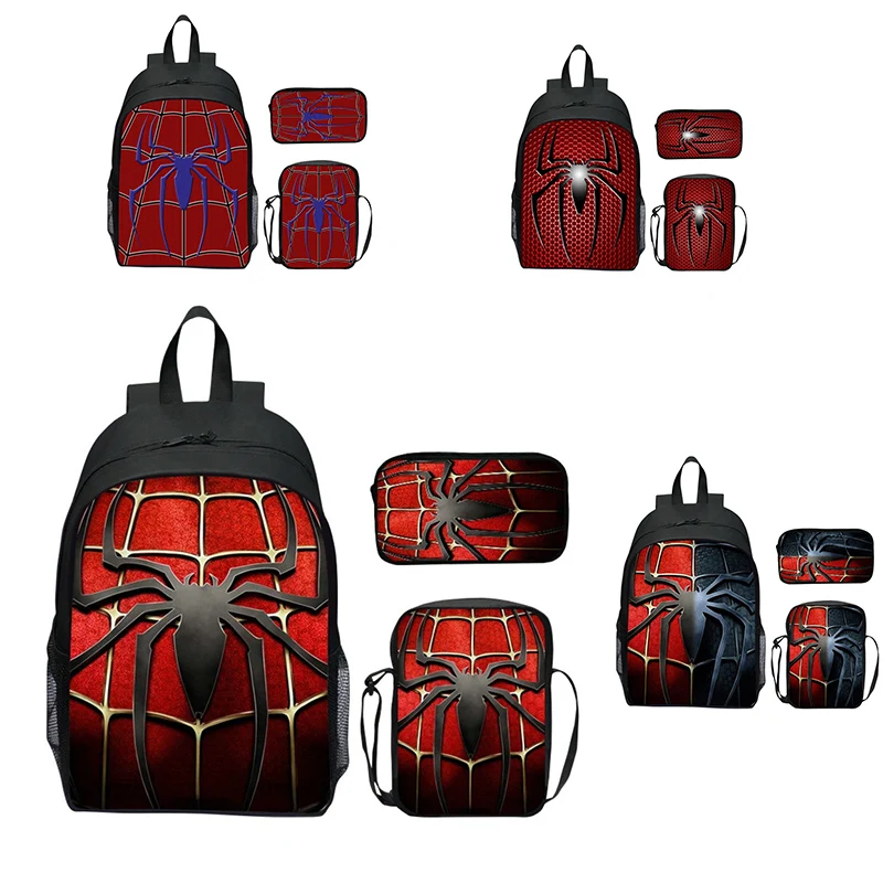 

Marvel Spiderman Three-piece Children's Schoolbag Monster Hero Primary School Student Backpack Cartoon Kindergarten Backpack New