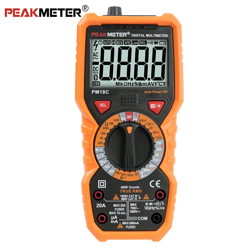 

PEAKMETER Digital Multimeter PM18C With True RMS High Precision Automatic Intelligent Anti Burn Professional Electrician Tools