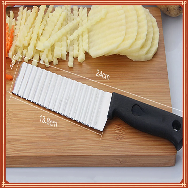 

New in Steel Potato Chip Slicer Dough Vegetable Fruit Crinkle Wavy Slicer Knife Potato Cutter Chopper French Fry Maker Tools env