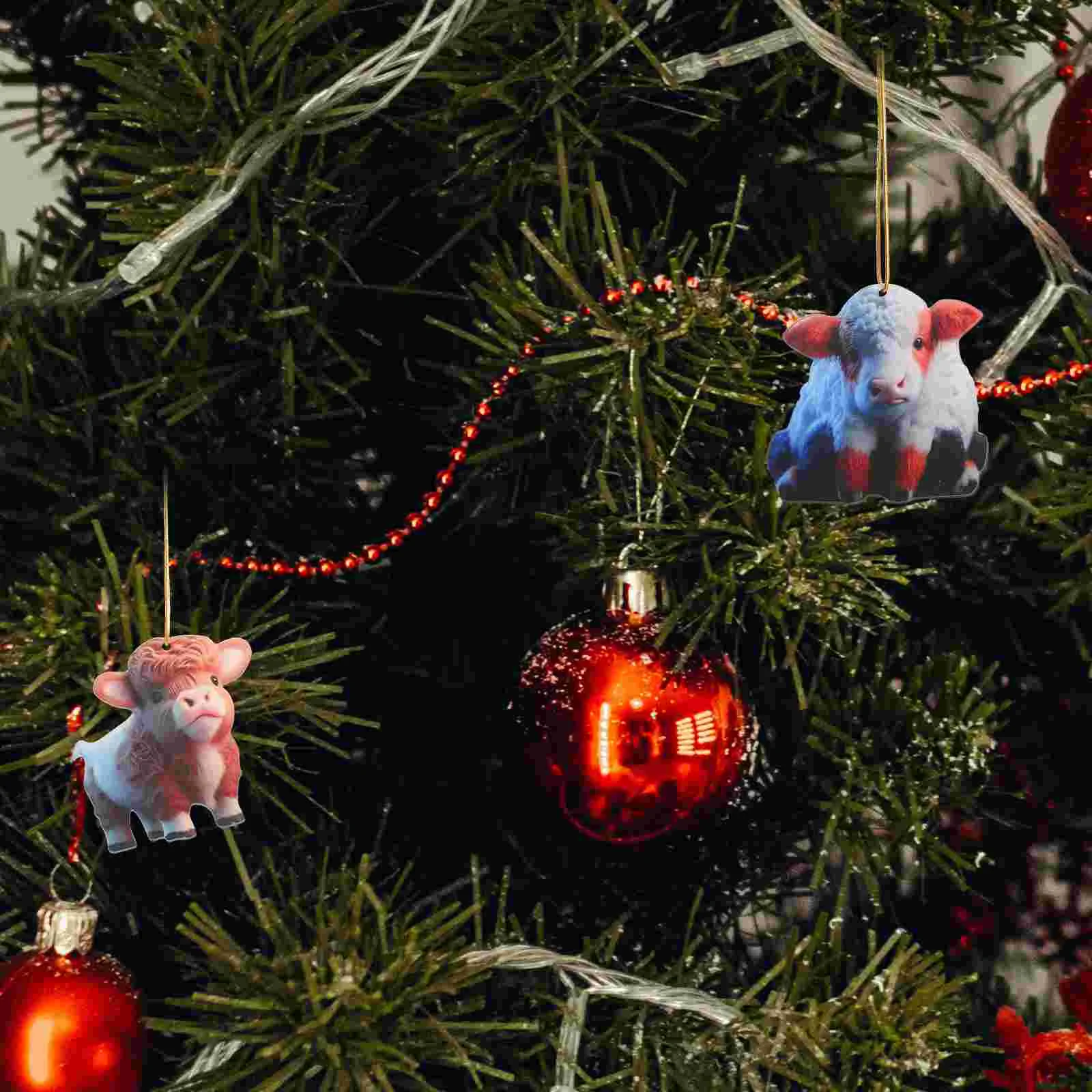 

2Pcs Highland Cow Ornament Hanging Cows Decorations Tree Hanging Decor Hanging Highland Cows
