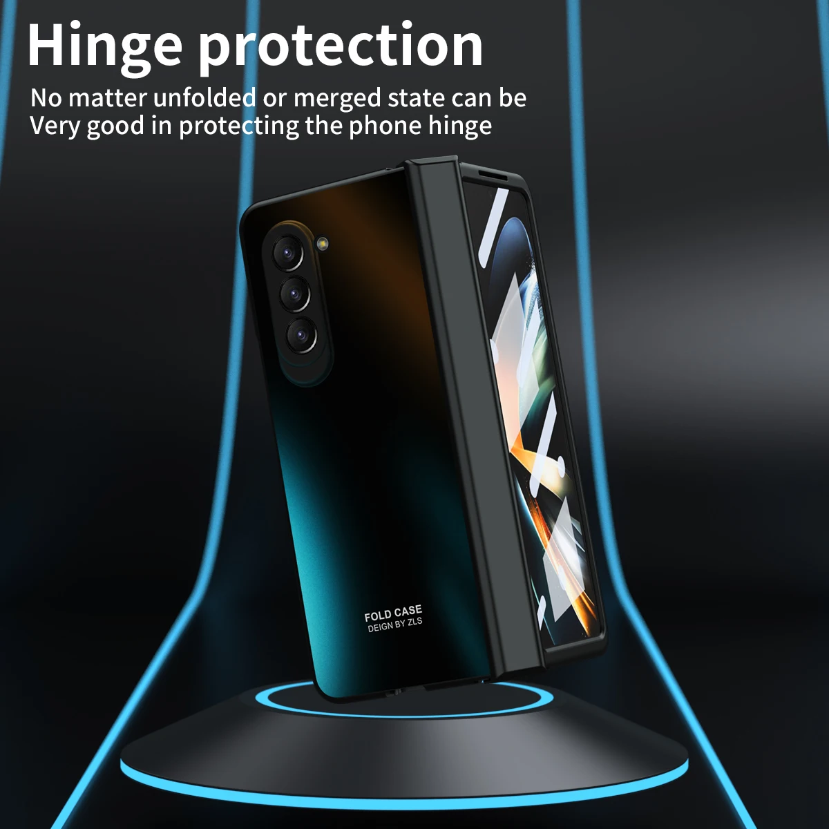 For Samsung Galaxy Z Fold 5 Case Solid Color Electroplated Smooth With Screen Tempered Film All-inclusive Shockproof Hard Cover