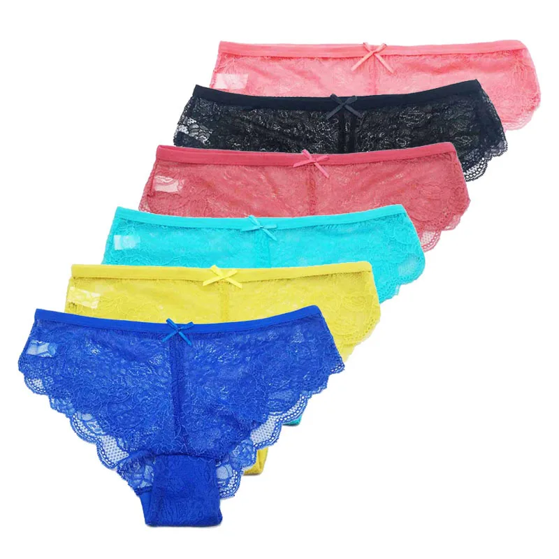 

5 PCS/Set Hot Sale Low Rise Solid Color Underpants Sexy Lingerie Women Transparent Underwear Lace Panties 89418