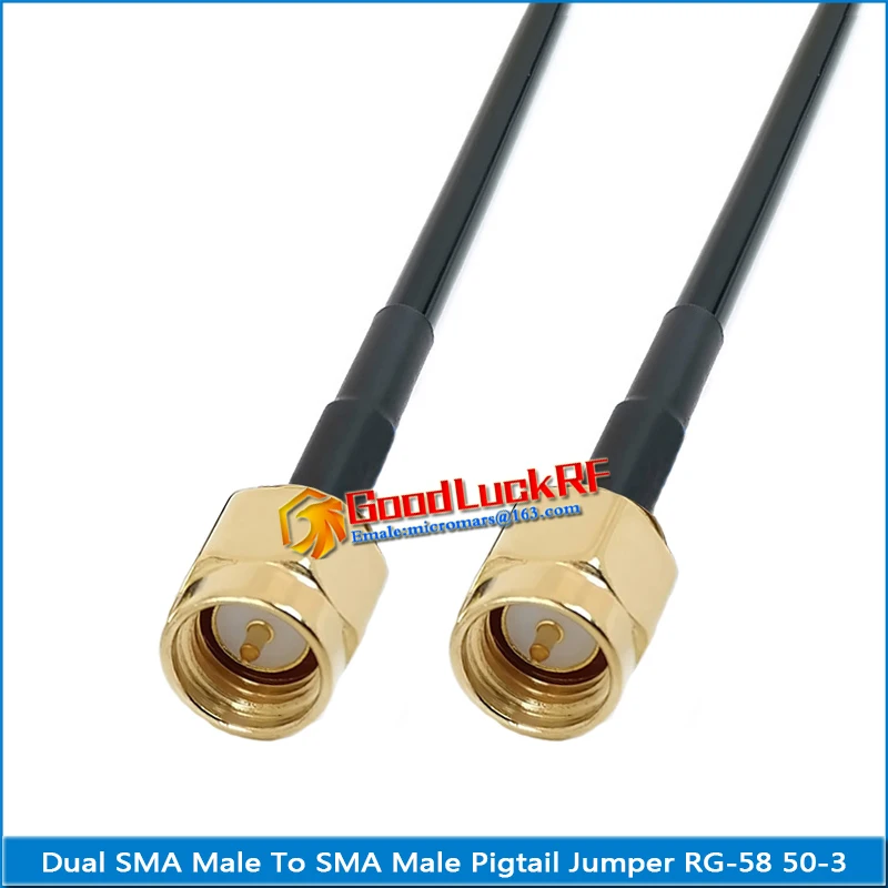 

1X Pcs 2 Dual SMA Male To SMA Male Plug RF Connector Pigtail Jumper RG58 RG-58 3D-FB Coax Cable 50 Ohm Low Loss High Quality