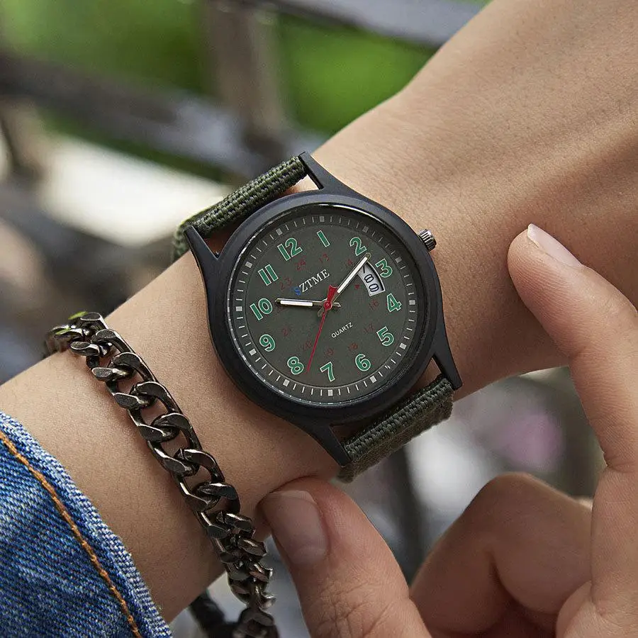 Трансграничные взрывные мужские модные тканые холщовые ремешки деловые часы со