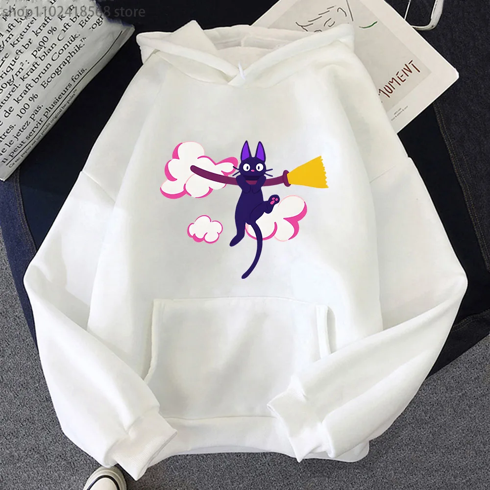 

Kiki's Delivery Service Hoodies Jiji Ghilbli on A Broom Sweatshirt Kawaii Cat Hoody Women Men Tops Long Sleeve Cartoon Custom