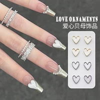 10pcs nail korean tiny fritillaria heart alloy charm shiny loving ornament foe nail diy decoration nails art accessories 3 5mm