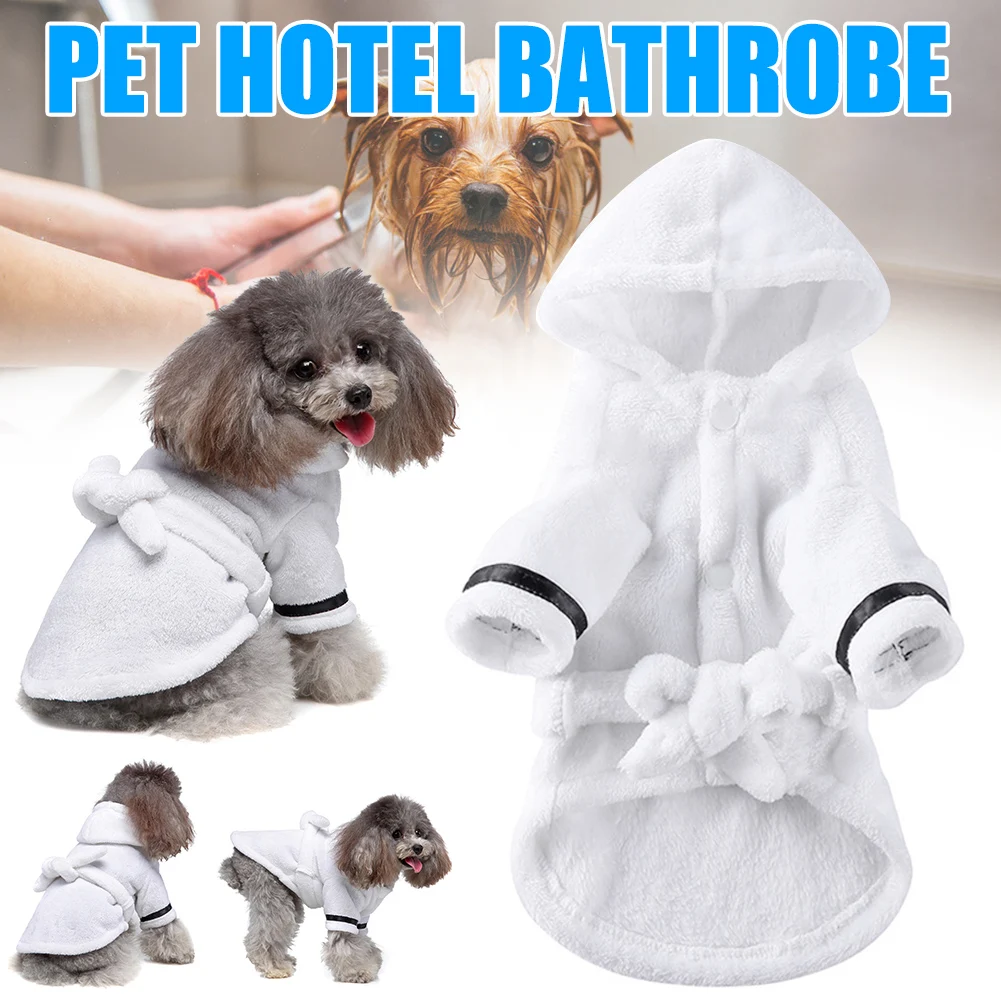 

Pet Pajama with Hood Thickened Luxury Soft Cotton Hooded Bathrobe Quick Drying and Super Absorbent Dog Bath Towel Pet Clothing
