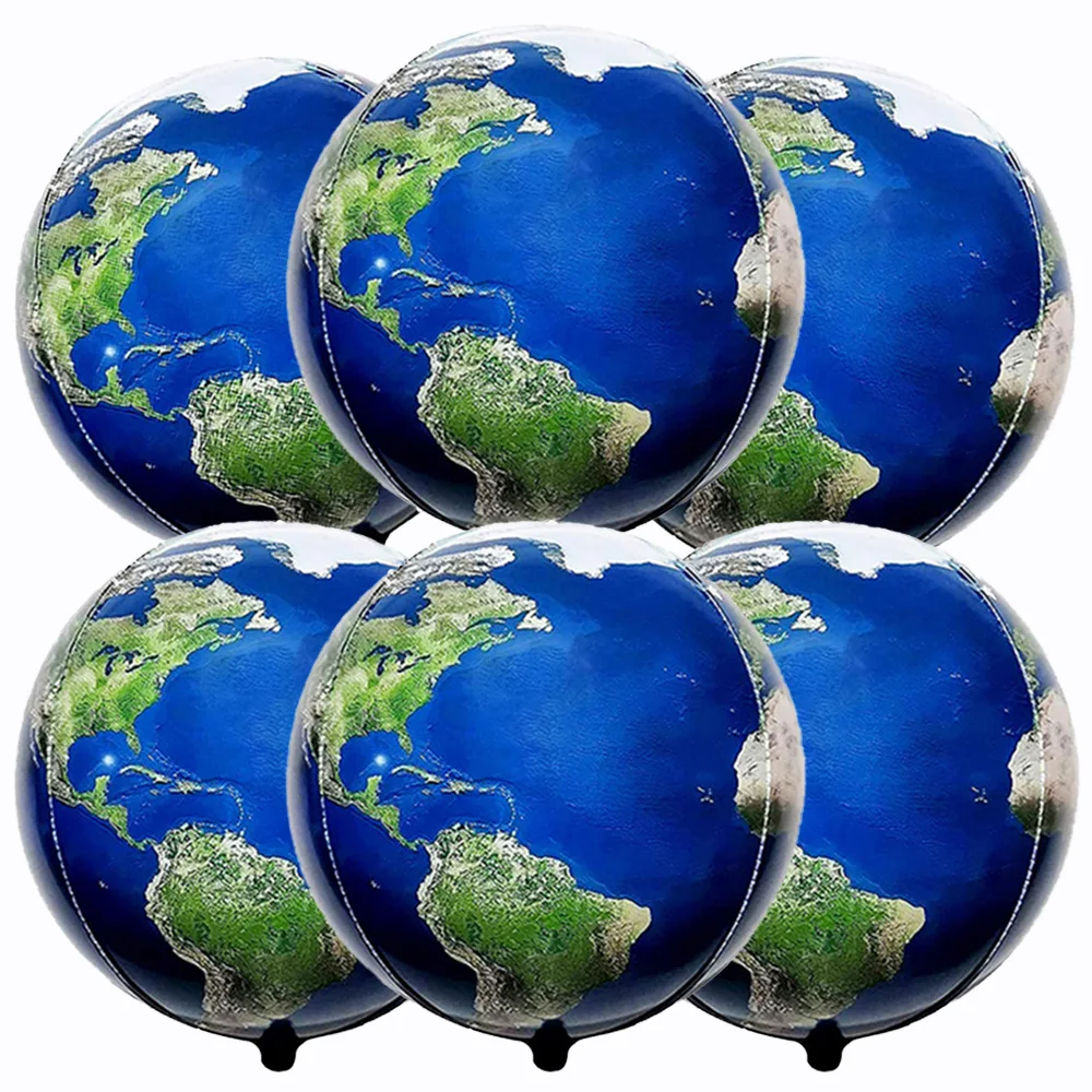 

6Pcs Globe Earth Balloons Foil World Map Balloons 22 Inch Large Round Planet Balloons Earth Day Travel Adventure Birthday Party