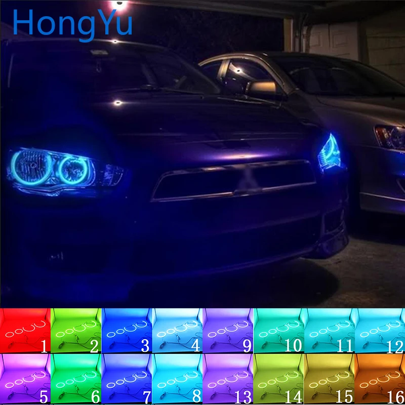 

Многоцветный RGB светодиодный кольцевой глаз «ангельские глазки» DRL RF пульт дистанционного управления для Mitsubishi Lancer 2008-2015 аксессуары без проектора