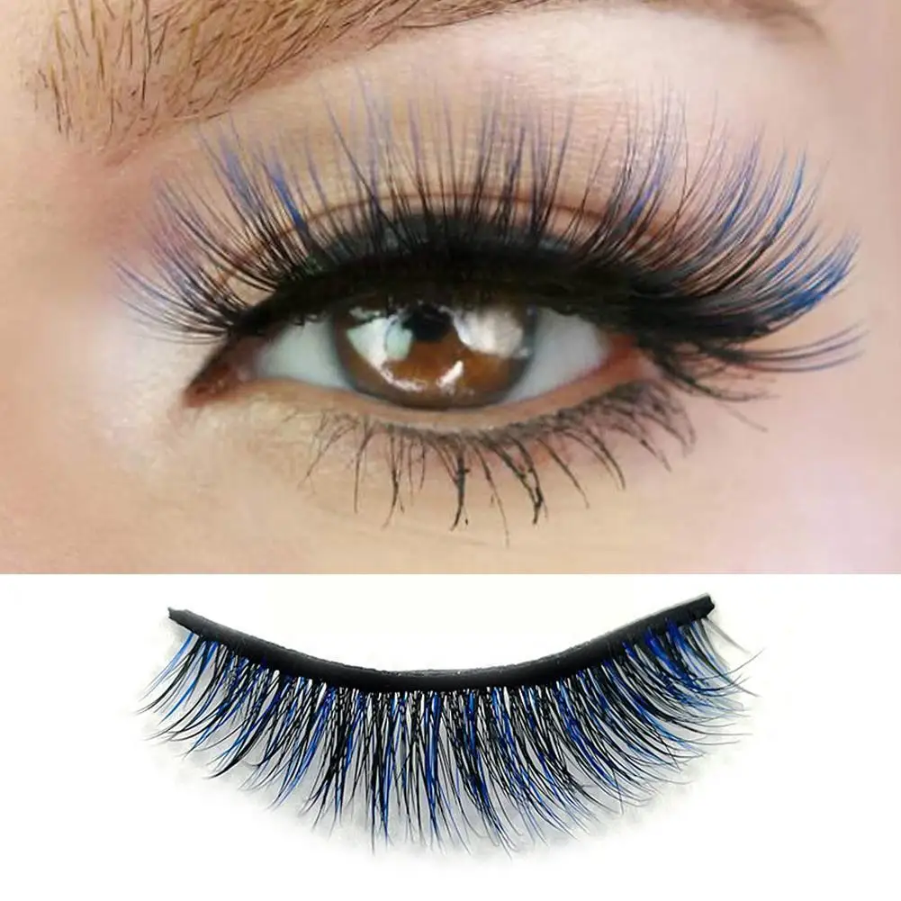 

New 1 Pair Self-adhesive Colorful False Eyelashes Reusable Soft Fake Beauty Eyelash Natural Fluffy Lashes Accessories M4z7