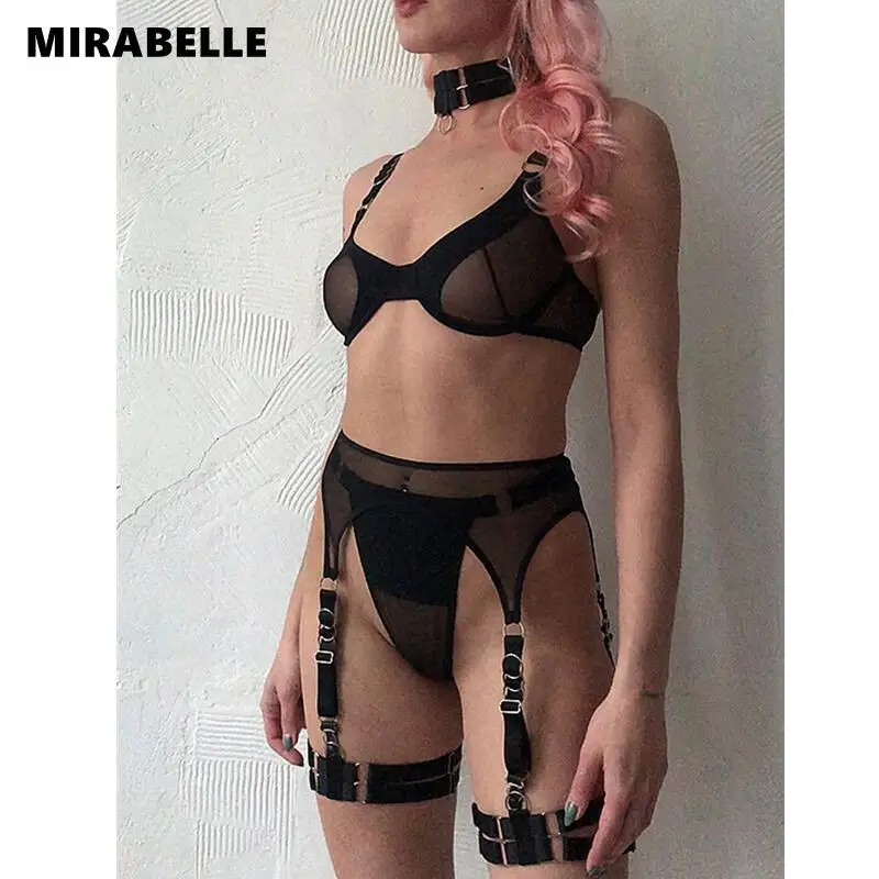

MIRABELLE, изящное нижнее белье, прозрачный сексуальный костюм, женское кружевное нижнее белье, бесшовные Эротические комплекты из 5 предметов, ...